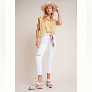 Pilcro and the Letterpress white distressed denim jeans by Anthropologie